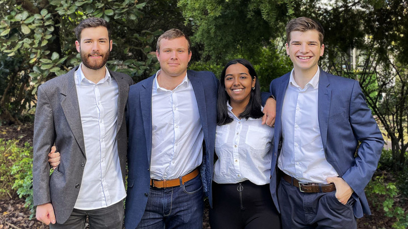 Massey University team from L to R Reuben Dods Dylan Hall Sre Lakshmi Gaythri Rathakrishna and George Hyauiason came in second place copy